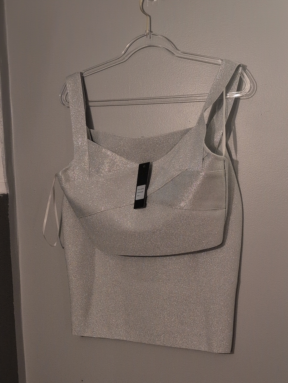 Shimmer Silver Women's Square-Neck Set